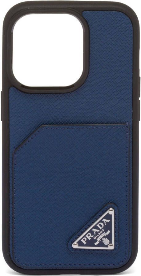 Prada iPhone 14 Pro hoesje met logo Blauw