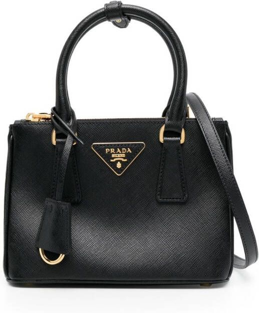 Prada Schoudertas met logoplakkaat Zwart