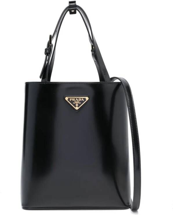 Prada Shopper met logo-plakkaat Zwart