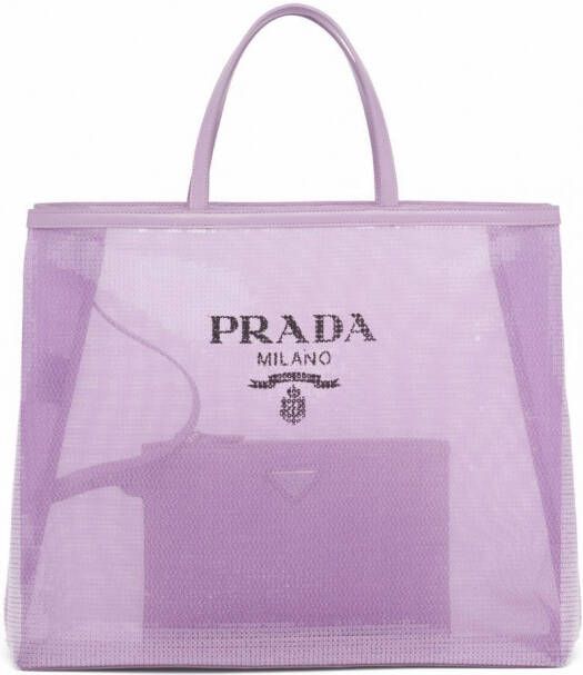 Prada Shopper met logoprint Paars