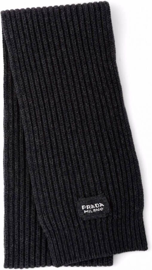 Prada Sjaal met logopatch Zwart