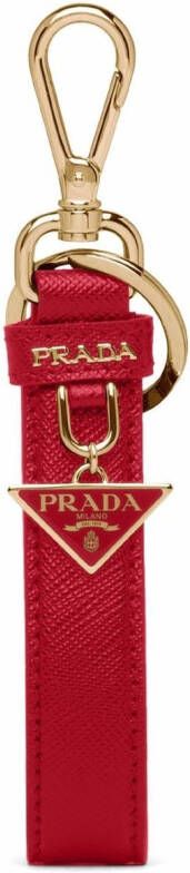 Prada Leren sleutelhanger met logo Rood