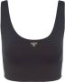 Prada Jersey cropped top met logo Zwart - Thumbnail 1