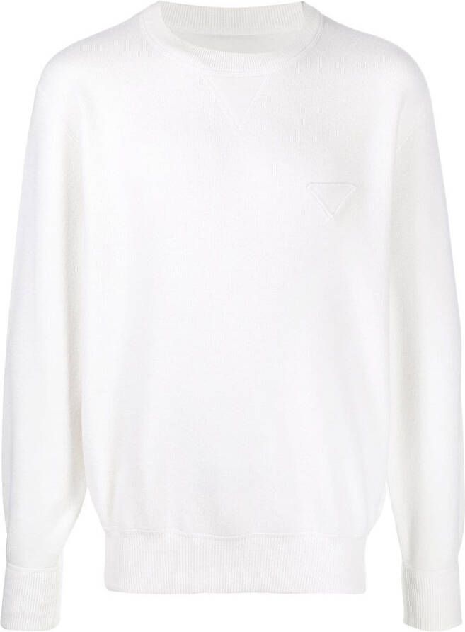 Prada Sweater met logo applicatie Wit