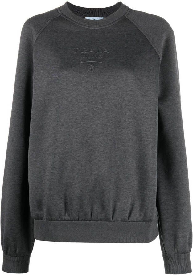 Prada Sweater met logo-reliëf Grijs