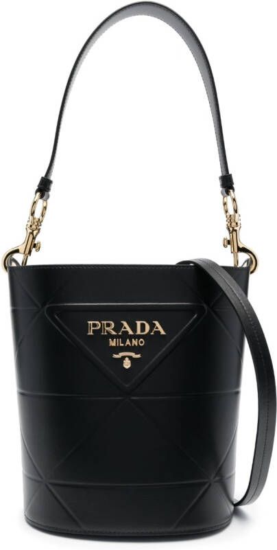 Prada Symbole leather bucket bag Zwart