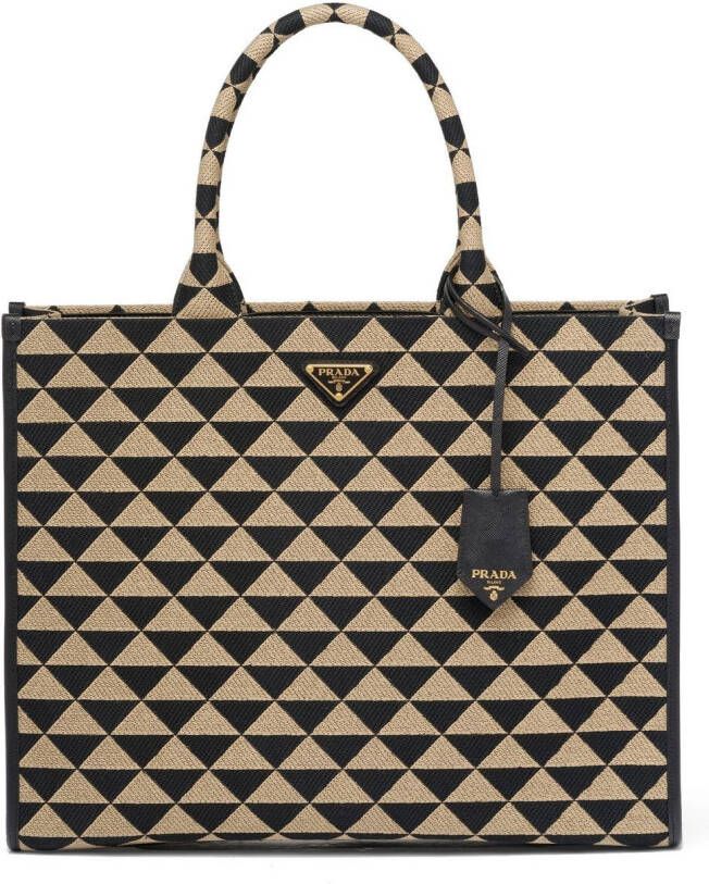 Prada Symbole shopper met driehoekig patroon Zwart