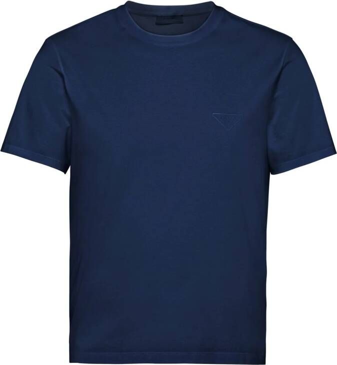Prada T-shirt met geborduurd logo Blauw