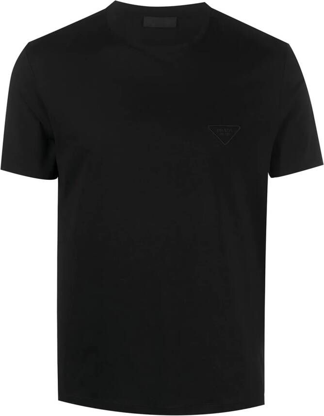Prada T-shirt met geborduurd logo Zwart