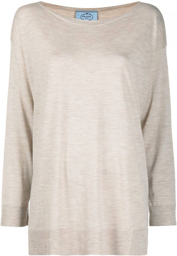 Prada T-shirt met gemêleerd-effect Beige