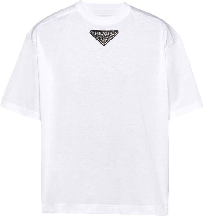 Prada T-shirt met logopatch Wit