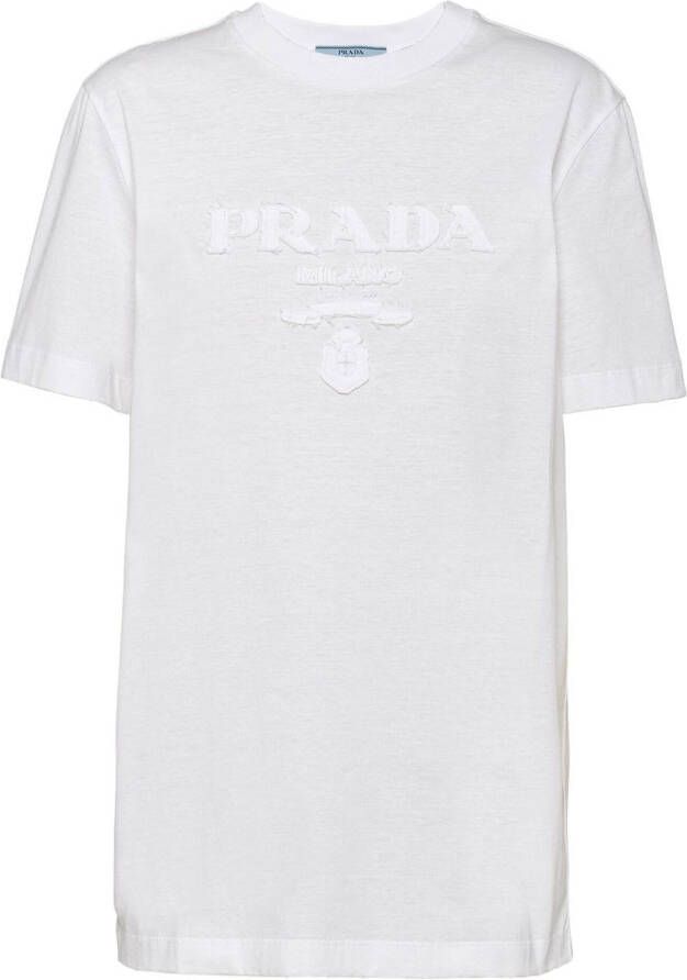 Prada T-shirt met logopatch Wit