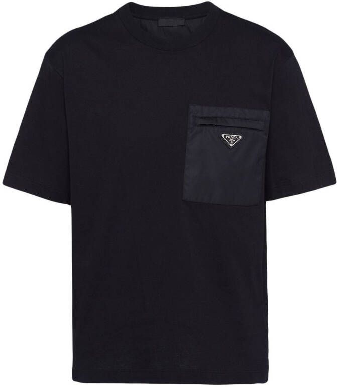 Prada T-shirt met logopatch Zwart