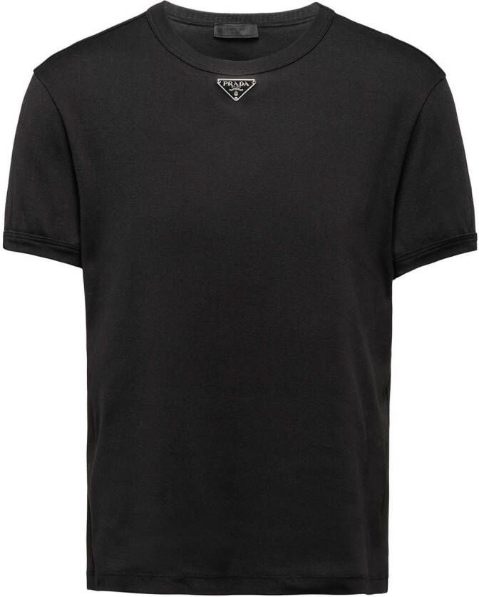 Prada T-shirt met logoplakkaat Zwart