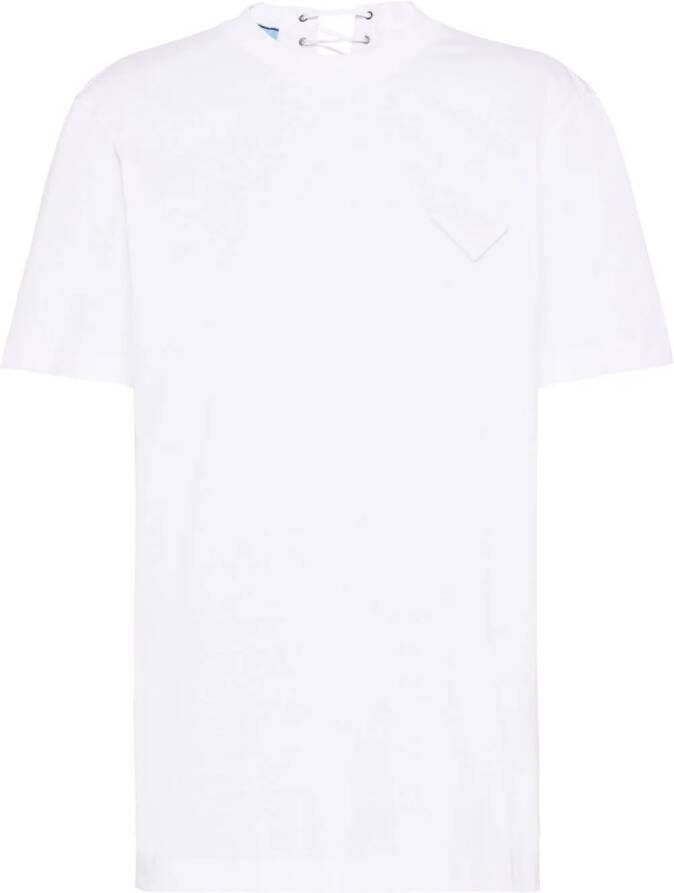 Prada T-shirt met veterdetail Wit