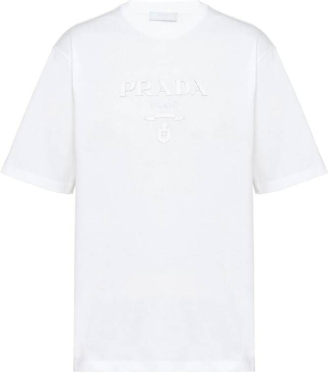 Prada T-shirt verfraaid met logo Wit