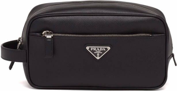 Prada Toilettas met logoplakkaat Zwart