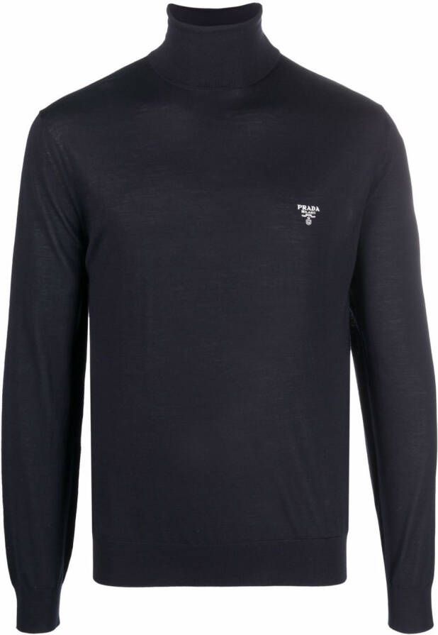 Prada Top met geborduurd logo Blauw