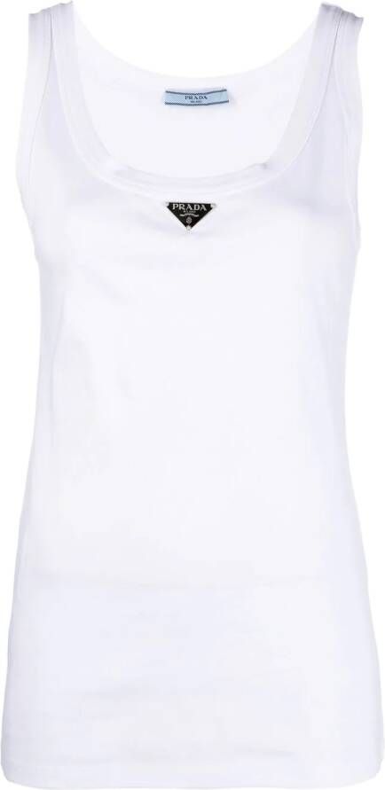 Prada Geribbelde jersey tanktop Wit