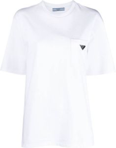 Prada T-shirt met logo plakkaat Wit