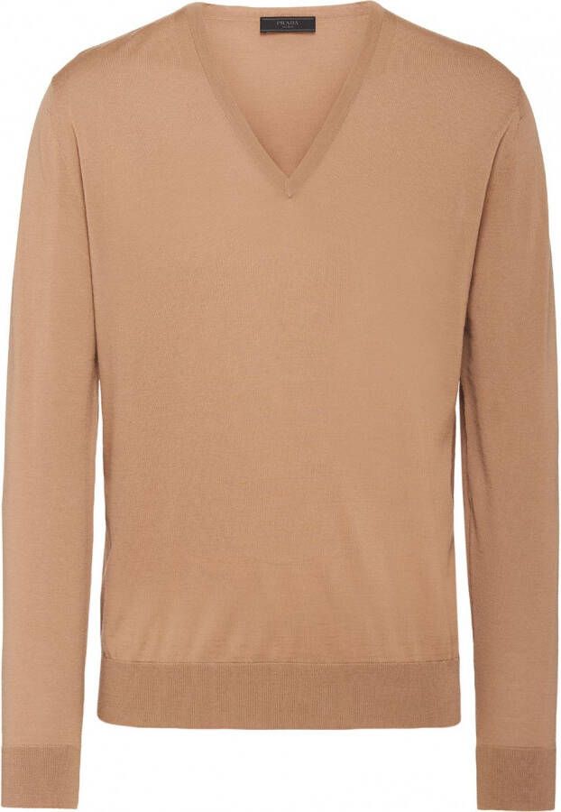 Prada Trui met V-hals Bruin
