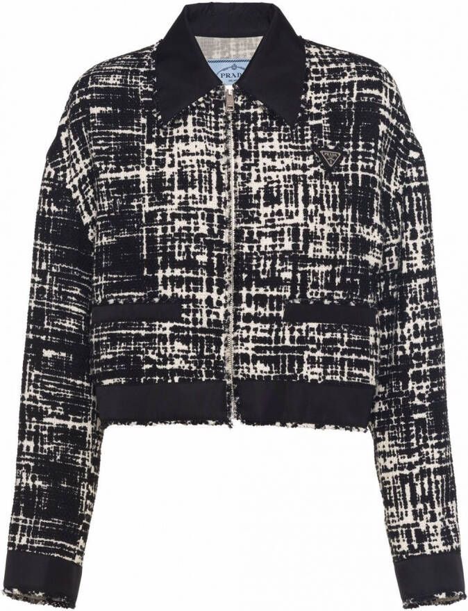Prada Re-Nylon cropped tweed jack Zwart