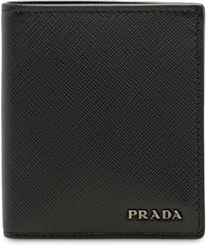 Prada tweevoudige portemonnee van Saffiano leer Zwart