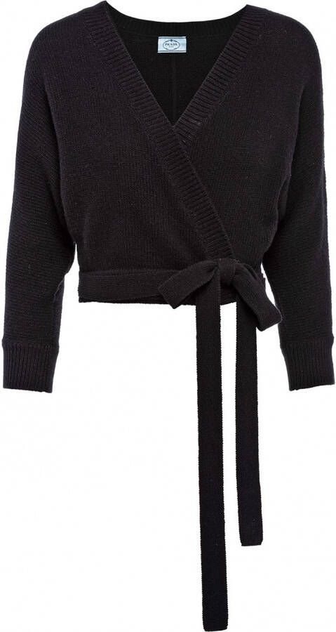 Prada Vest met gestrikte taille Zwart