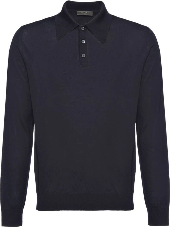 Prada Wollen polo shirt Blauw