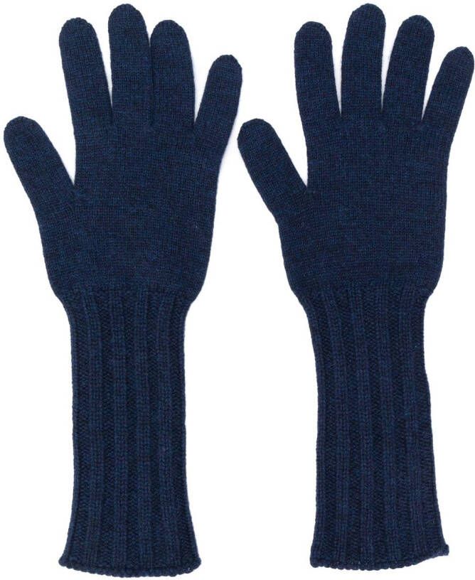 Pringle of Scotland Geribbelde handschoenen Blauw