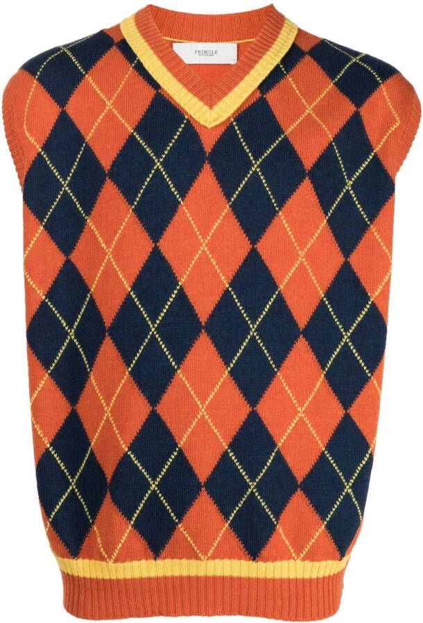 Pringle of Scotland Trui met argyle patroon Oranje