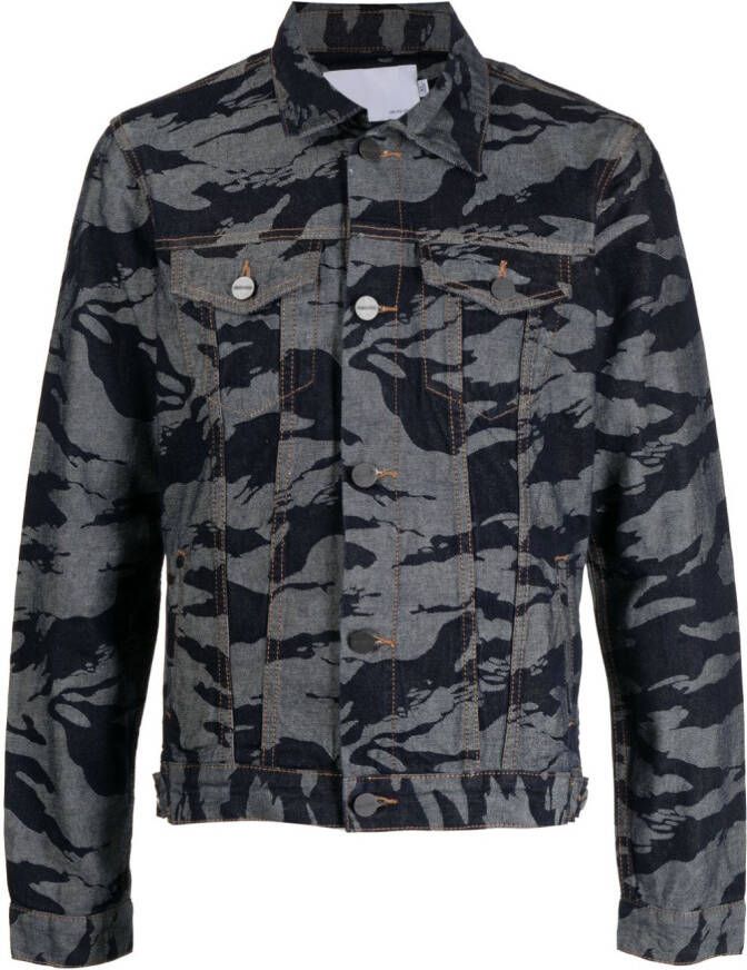 Private Stock Legerjack met camouflageprint Blauw