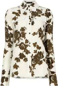 Proenza Schouler floral-print long-sleeved shirt Wit