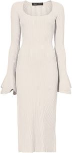 Proenza Schouler flute-sleeves ribbed knit midi dress Wit