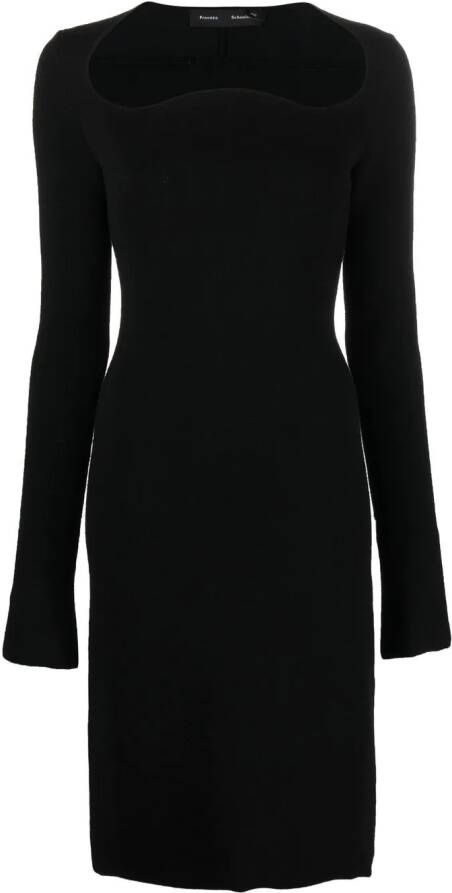 Proenza Schouler Midi-jurk met gewelfde hals Zwart