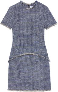 Proenza Schouler White Label frayed-hem tweed mini dress Blauw