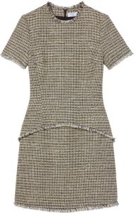 Proenza Schouler White Label frayed-hem tweed mini dress Geel