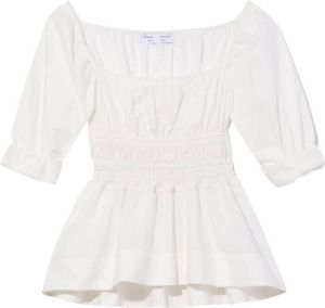 Proenza Schouler White Label smocked-detail square neck blouse Wit