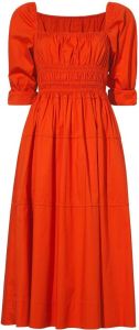 Proenza Schouler White Label smocked-detail square-neck dress Oranje