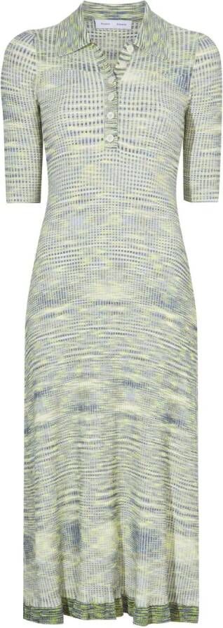 Proenza Schouler White Label Space Dye ribbed-knit polo dress Blauw
