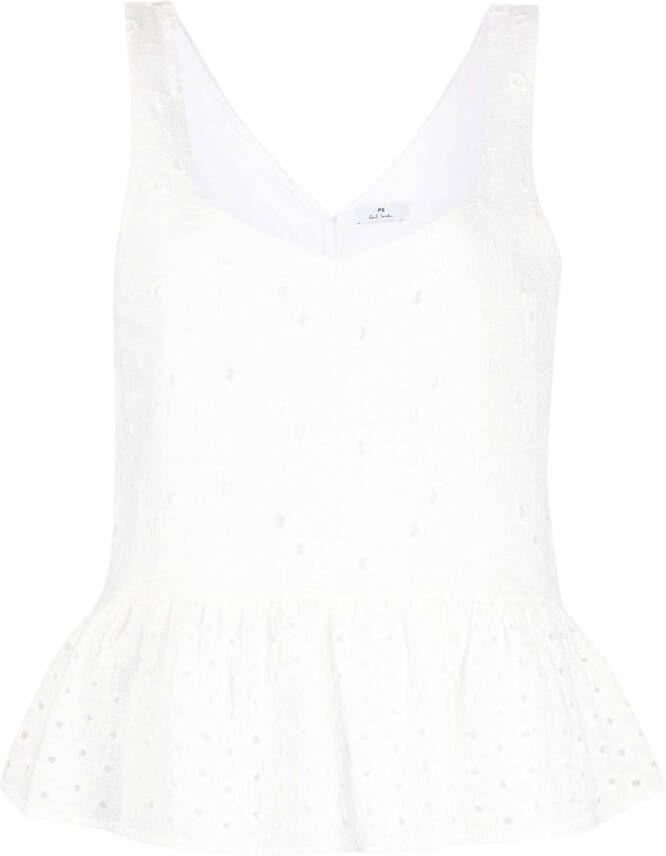 PS Paul Smith Broderie anglaise blouse Wit