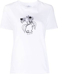 PS Paul Smith T-shirt met konijnprint Wit