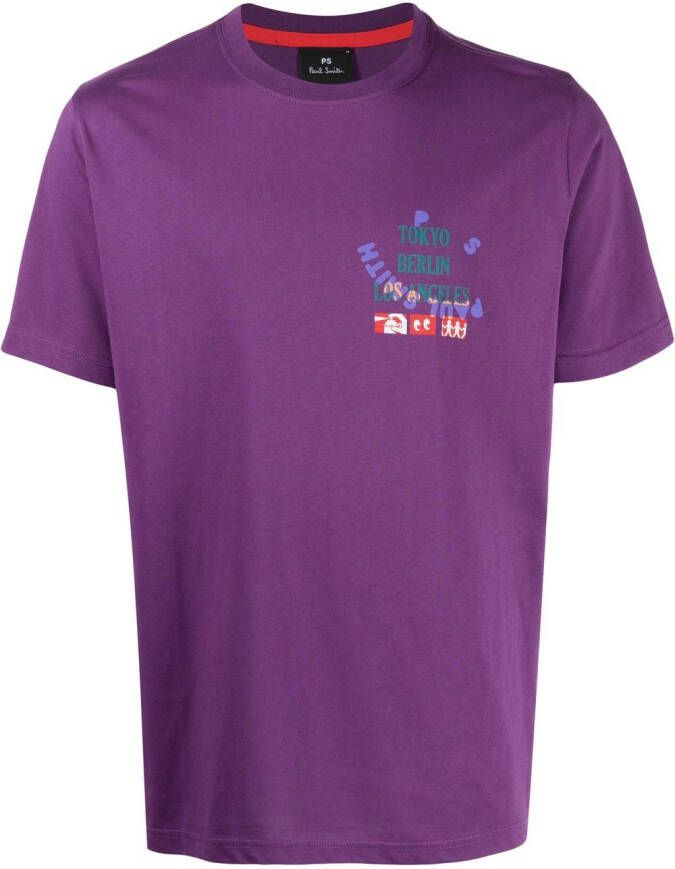 PS Paul Smith T-shirt met logoprint Paars
