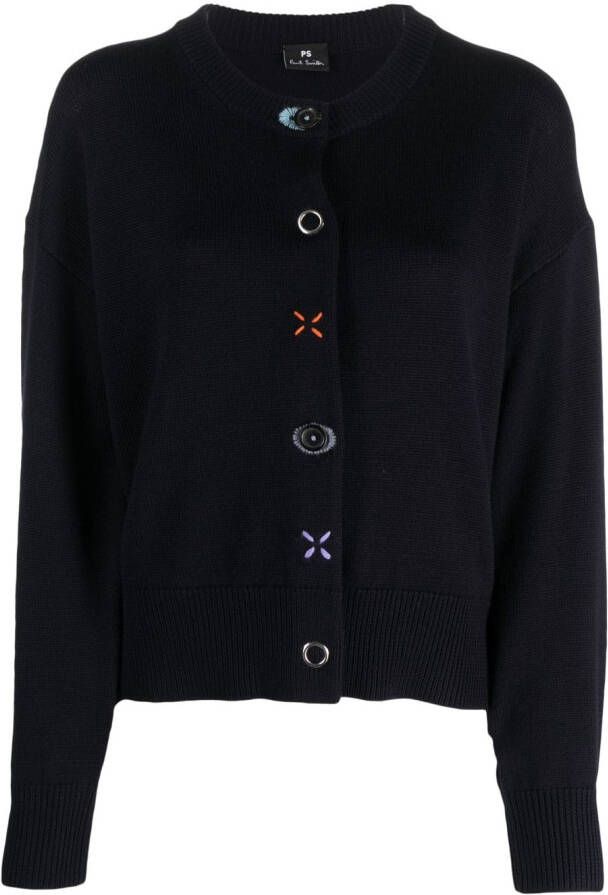 PS Paul Smith embroidered button-up wool cardigan Bruin
