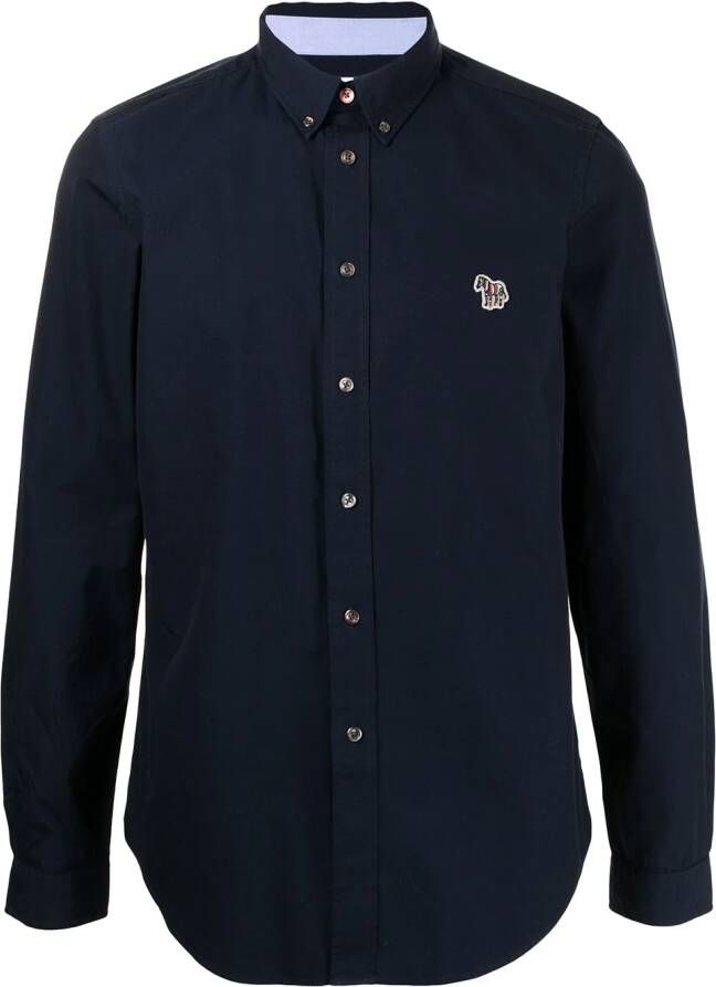 PS Paul Smith Overhemd met zebrapatch Blauw