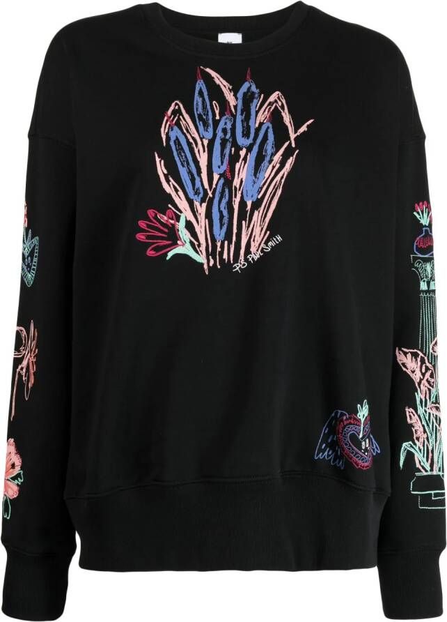 PS Paul Smith Sweater met bloemenprint Zwart
