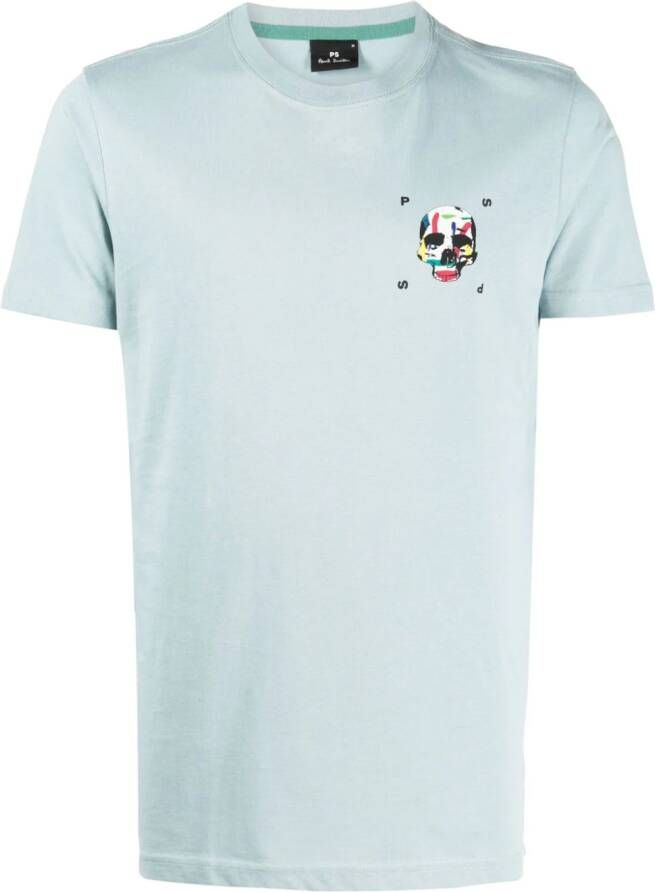 PS Paul Smith T-shirt met doodskopprint Blauw