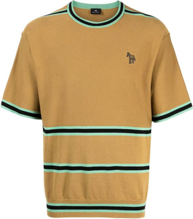PS Paul Smith T-shirt met zebrapatch Bruin