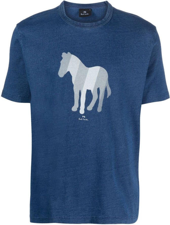 PS Paul Smith T-shirt met zebraprint Blauw