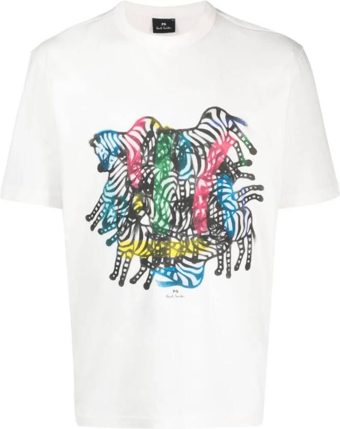 PS Paul Smith T-shirt met zebraprint Wit